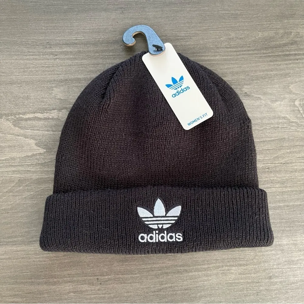 Adidas Originals women Trefoil black Beanie winter hat NWT - Image 2