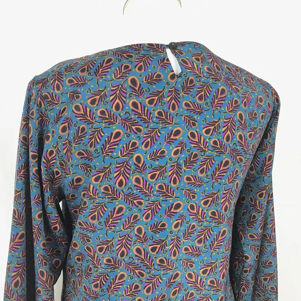 Veronica M Peacock Pattern Blouse Colorful Eclectic Statement Piece Womens S‎ - Image 6