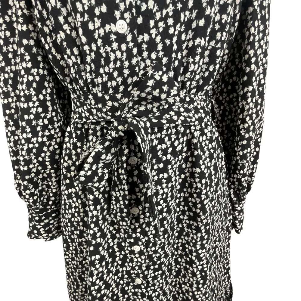 FRNCH Floral Print Black and White Midi Button Down Dress - Image 5