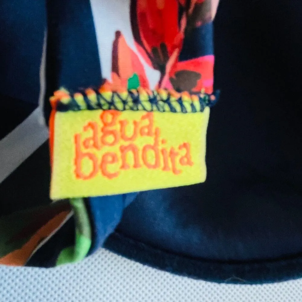 Agua Bendita Bikini Navy White Striped Floral Top and Bottom Swimsuit - Image 11