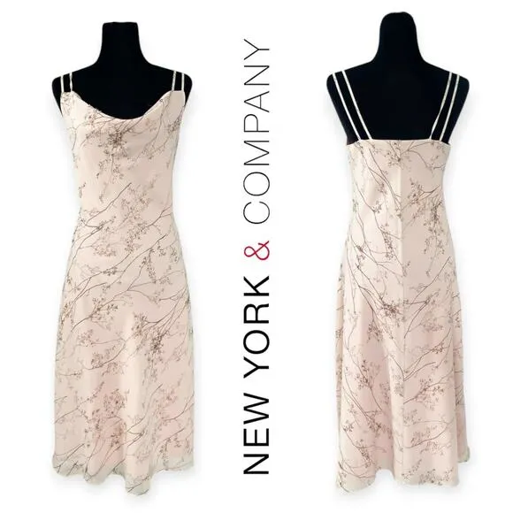 New York & Company | 10 | VINTAGE '90s Y2K Beaded Cherry Blossom Dress - Image 2