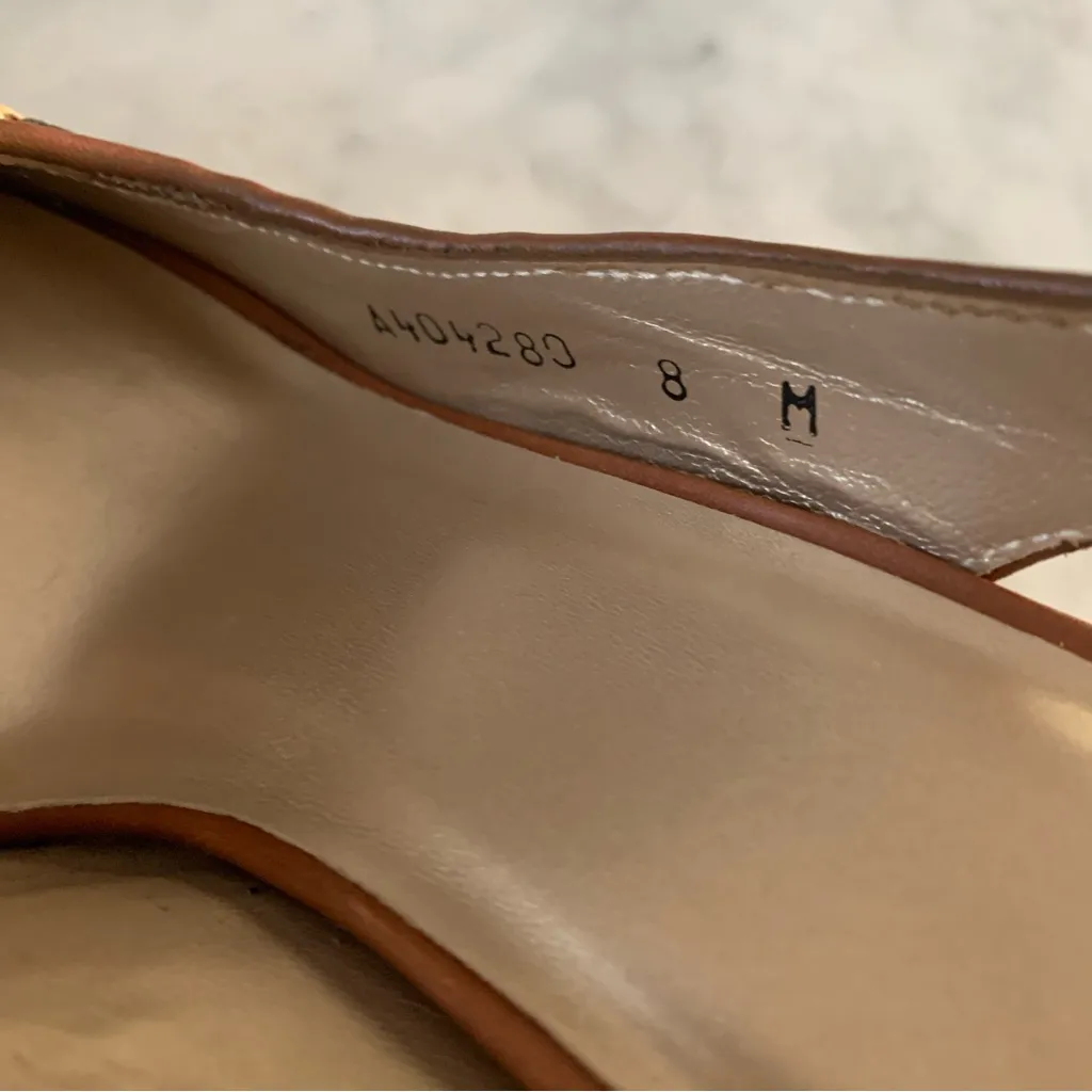 Stuart Weitzman Slingback Wedge Sandals Brown Woven Leopard Print Open Toe Sz 8 - Image 8