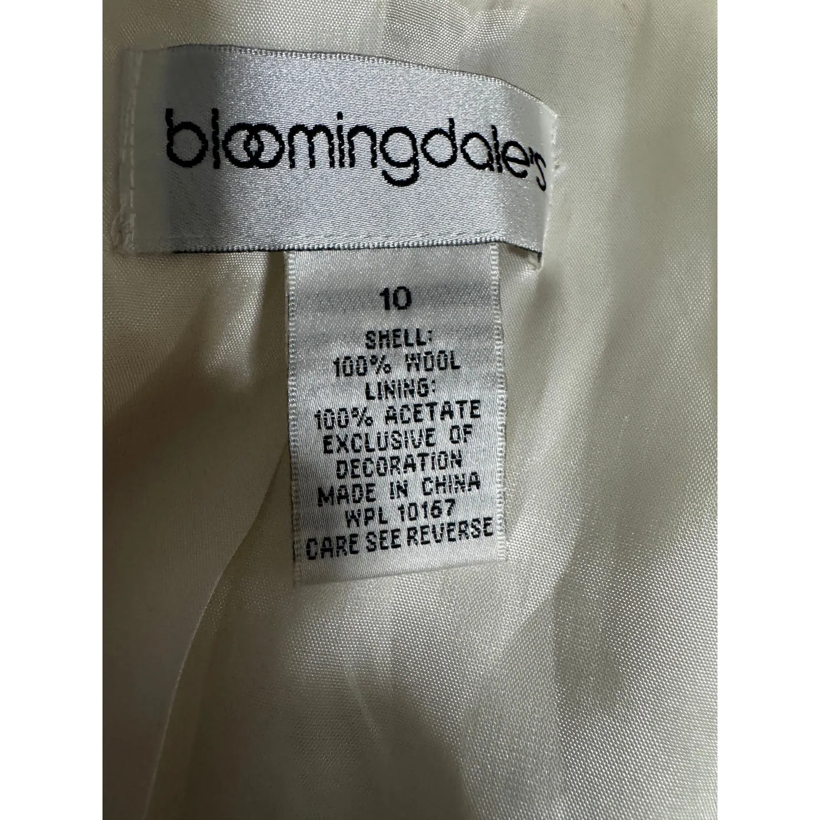 Bloomingdale’s Ivory Wool Blazer with Lace Tie Front – Size 10 Romantic Bridal - Image 4
