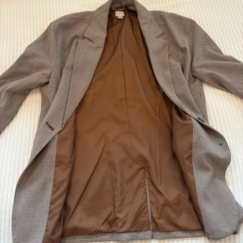 A New Day Houndstooth Plaid Women's Blazer Jacket Oversized Lined Neutral Size S - Image 10