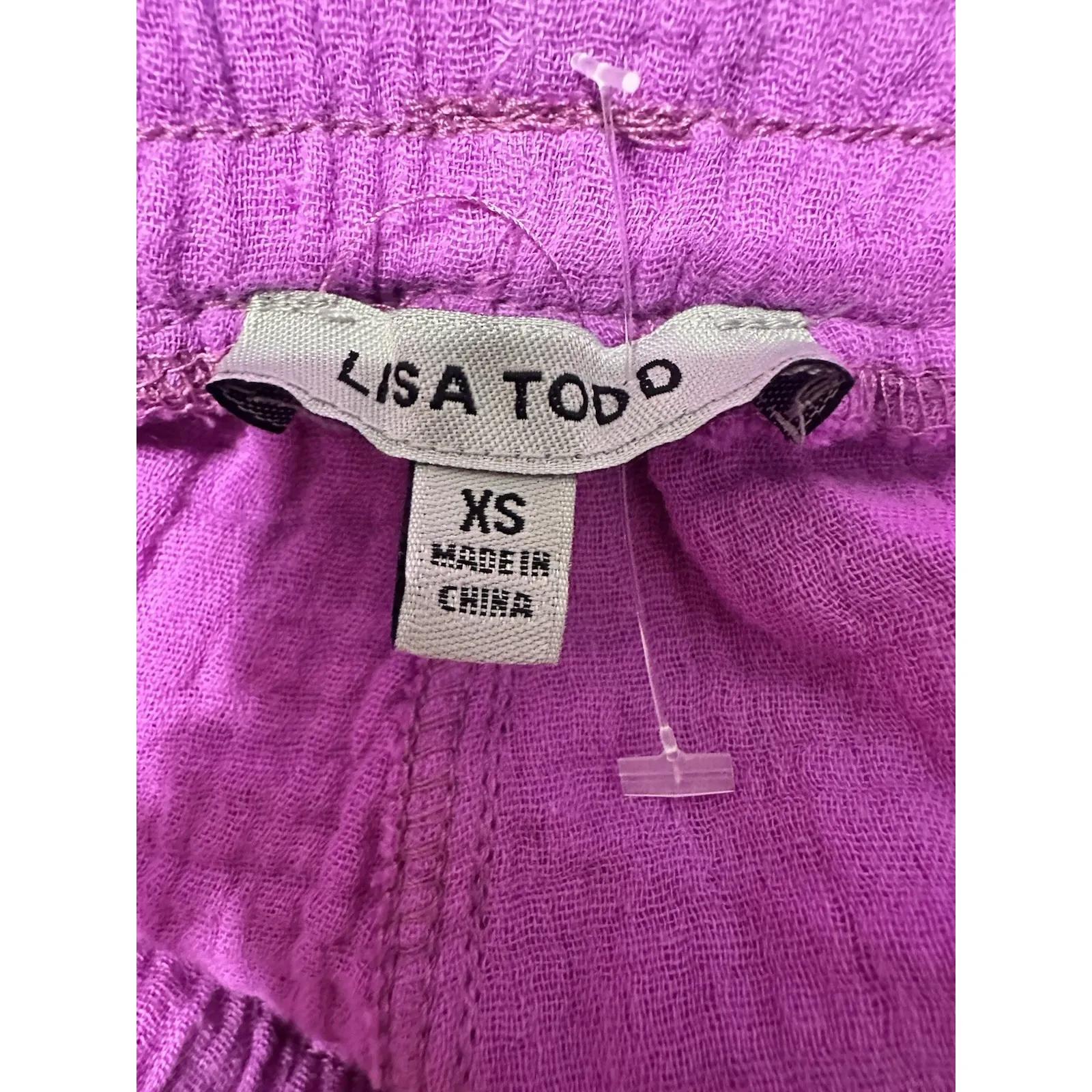 Lisa Todd Flutter Short Chachacha Pink Gauze Pull On‎ Pockets Beaded Size XS EUC - Image 5