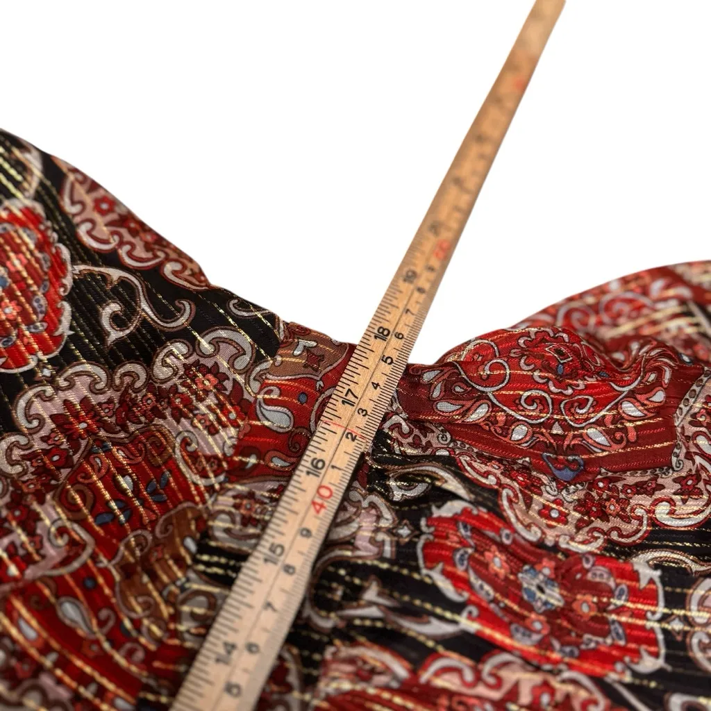 Kate Spade New York Medallion Metallic Paisley Ruffle Sleeveless Dress 16 in EUC - Image 10