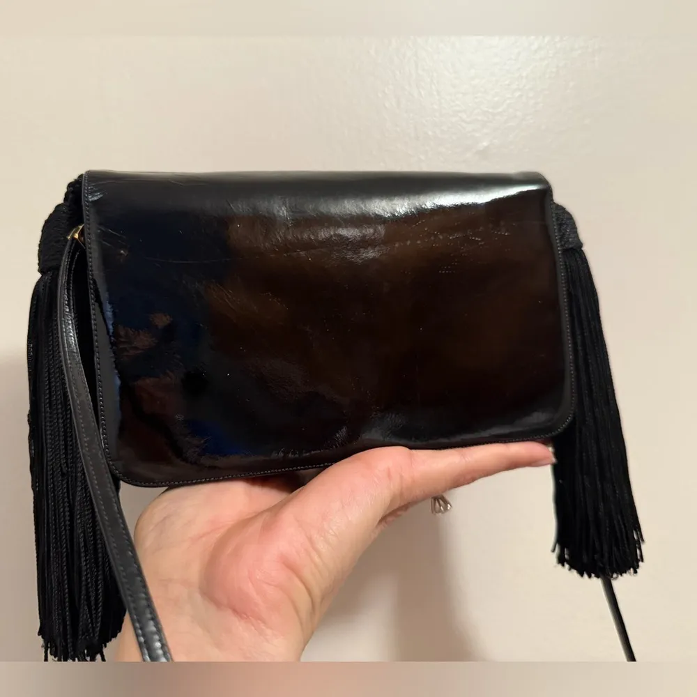 Judith Leiber Black Patent leather convertible bag - Image 9