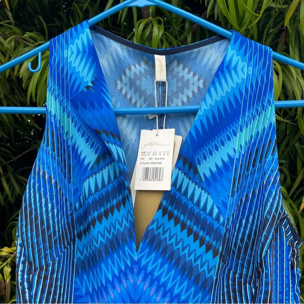 Gottex Venice Maxi Dress Cover Up NWT Sz S Blue - Image 3