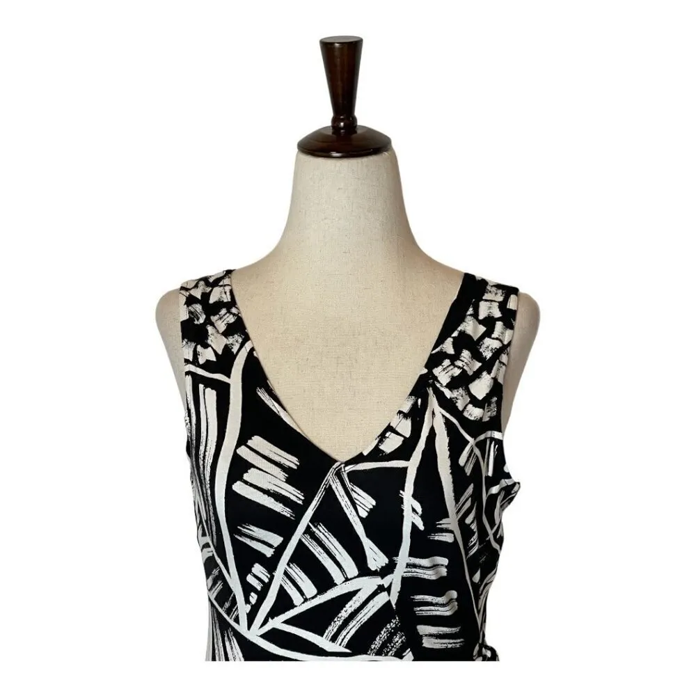 Nic+Zoe Black White Jersey Moonlit Palm Sleeveless‎ Fit And Flare Dress XS NWT - Image 5