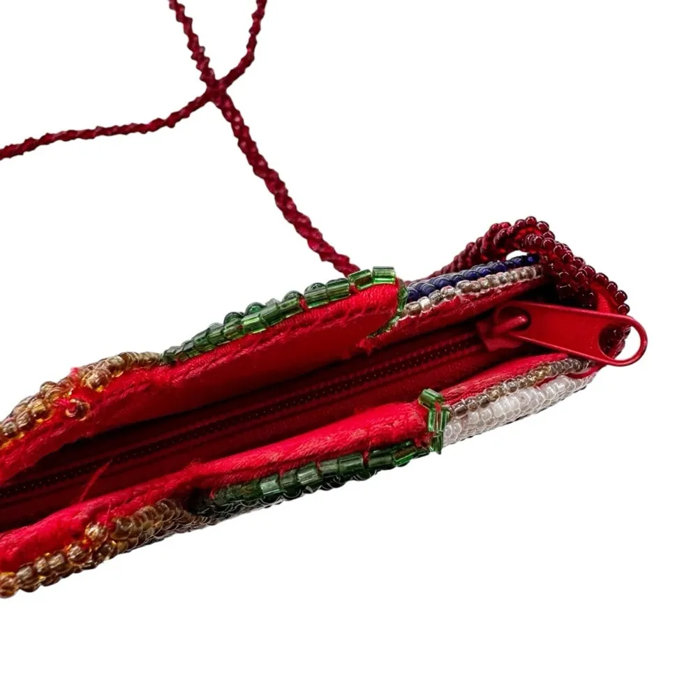 Beaded New York Apple Flag Small Shoulder Bag Red - Image 3