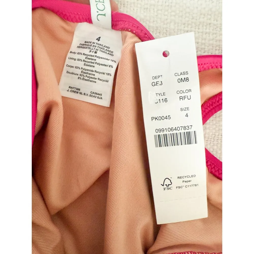 J. Crew | NWT | Ruched V-neck one-piece in Radiant Fuchsia | Sz 4 - Image 9