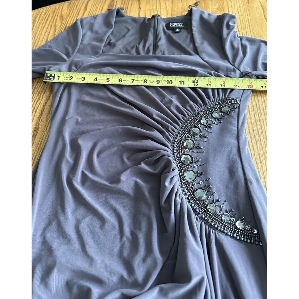 Adrianna Papell Beaded Gown Ruched Waist Elbow Sleeve Mother Of The Bride FLAW - Image 6