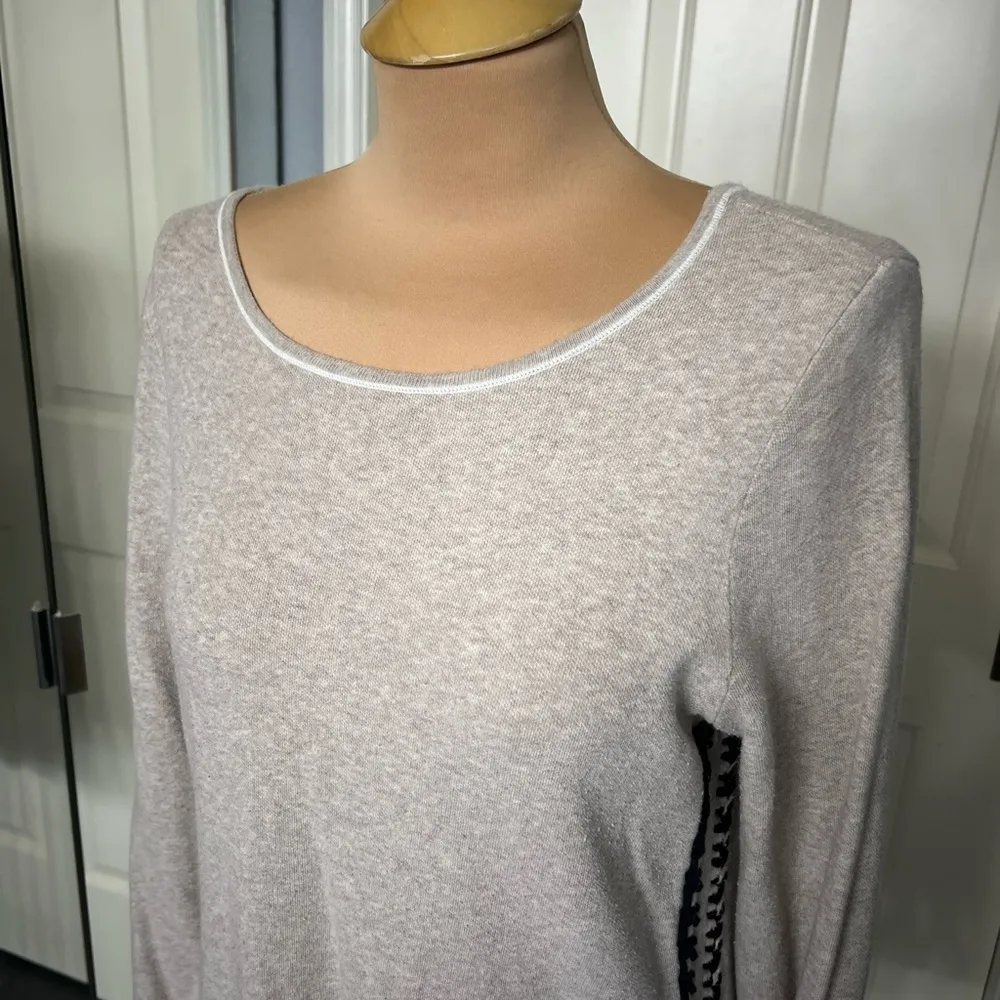 Nic‎ + Zoe Beige Laced Up Sides Pullover Sweater - Image 3