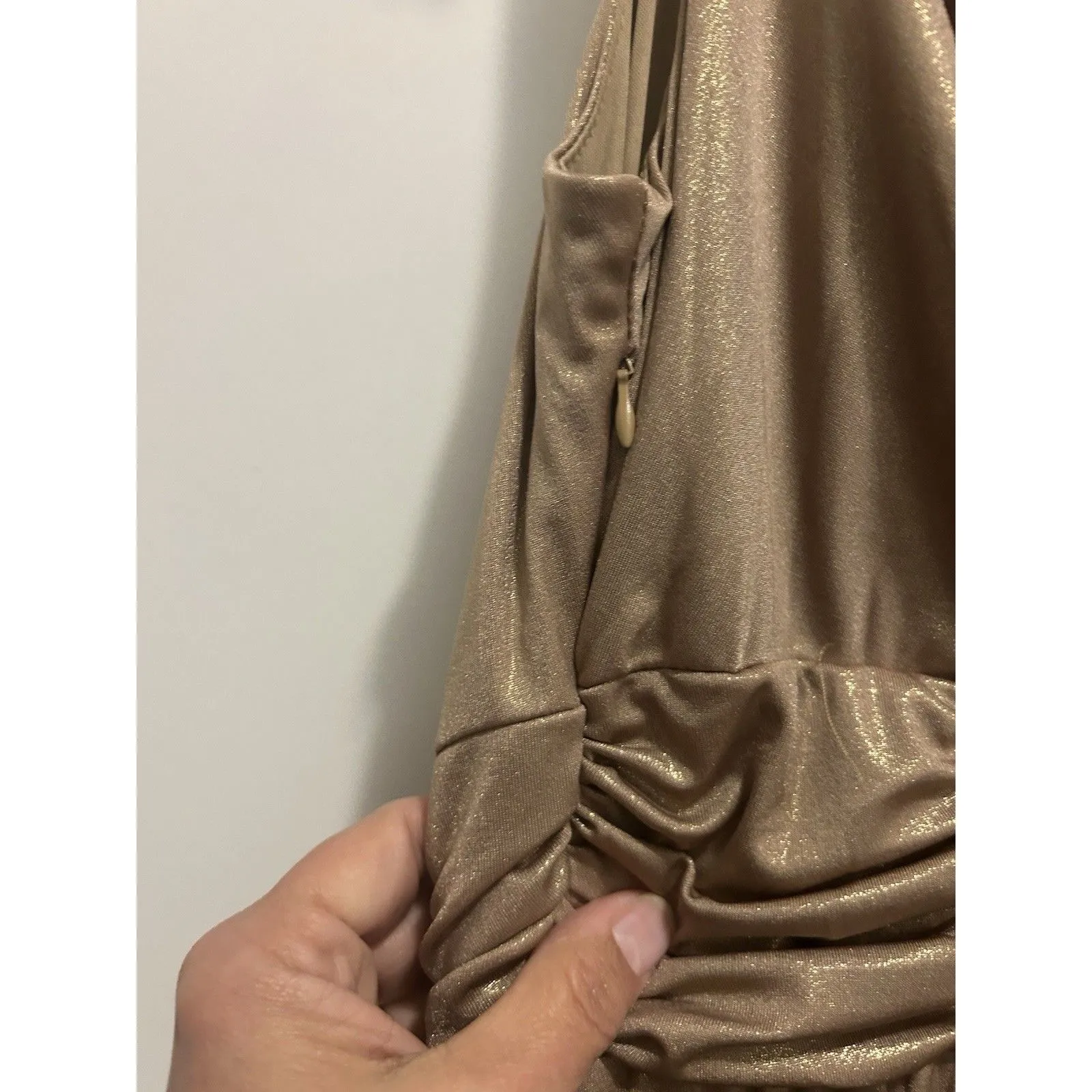 Midnight Velvet Size 12 Gold Shimmer Cocktail Parry Dress Modest Holiday NYE - Image 5