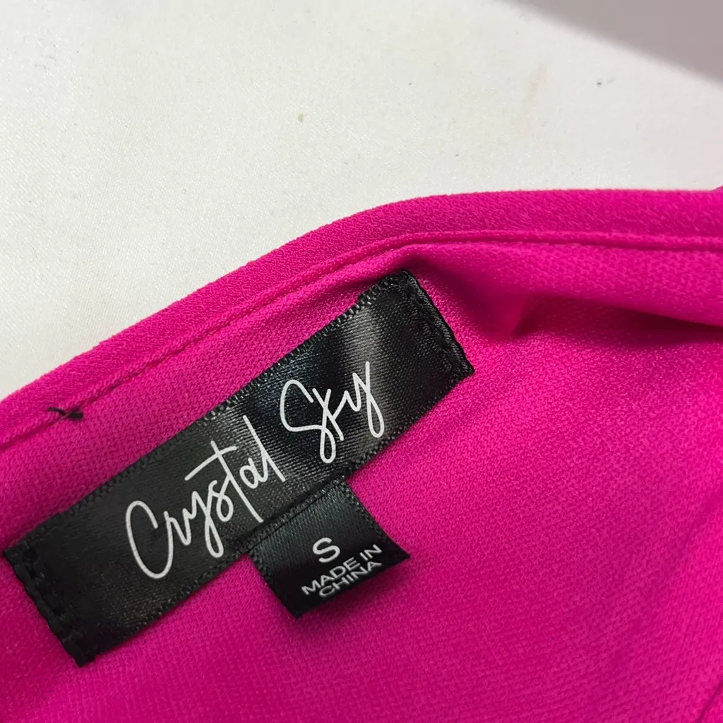 CRYSTAL SKY SLEEVELESS ELEGANT JUMPSUIT‎ S HOT PINK PREOWNED - Image 3