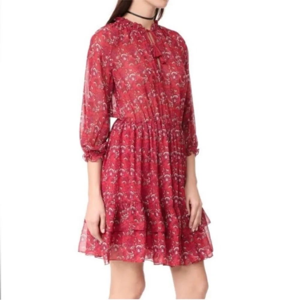 Ulla Johnson Ruby Red Ollie Dress Size 4 Valentines Day Silk Floral Mini Dress - Image 16