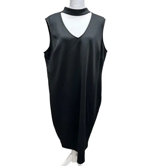 Boutique+ Women's 2X Black Sleeveless Stretch Midi Dress Plus Size Whimsy Goth - Image 2