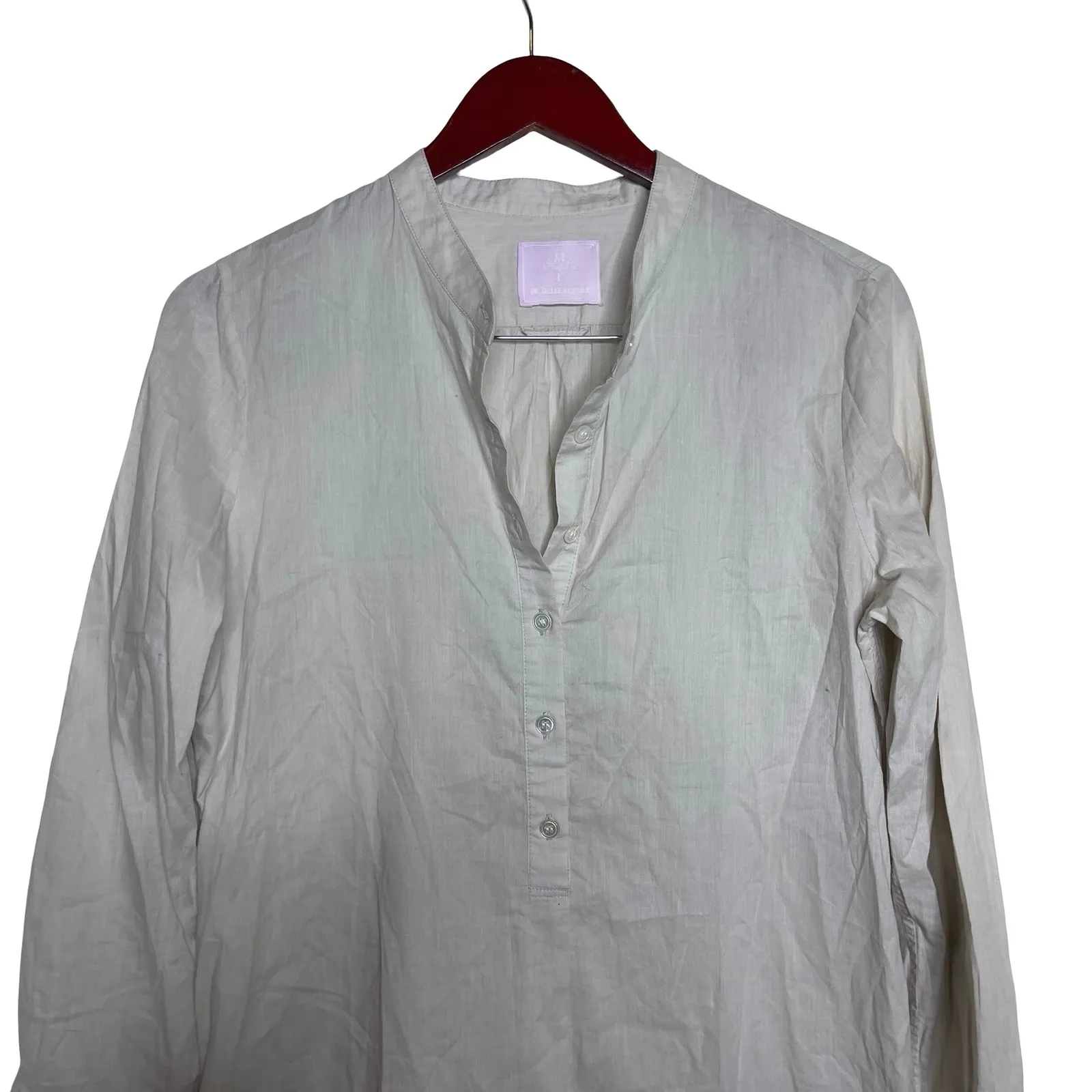 Michelle Farmer Taupe lightweight silk blend tunic shirt dress sz M Size M - Image 3