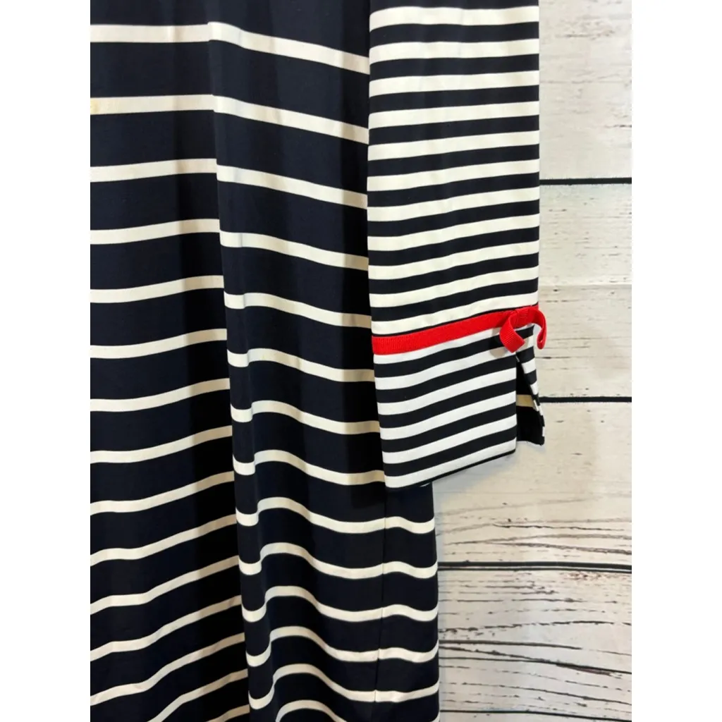 Women's IBKÜL Navy White Stripe Long Sleeve Dress S with Red Accents - Image 5