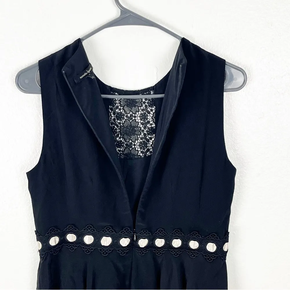 NANETTE LAPORE Poise Black 100% Silk Embroidered Lace Inset Sleeveless Top 2 - Image 6