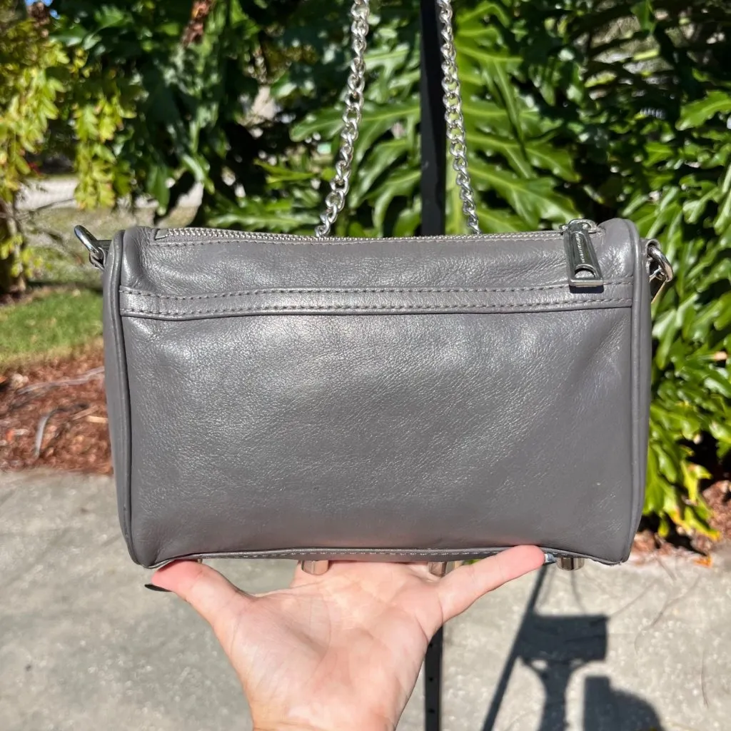 Rebecca Minkoff Mini Mac Grey Leather Studded Crossbody Bag - Image 3