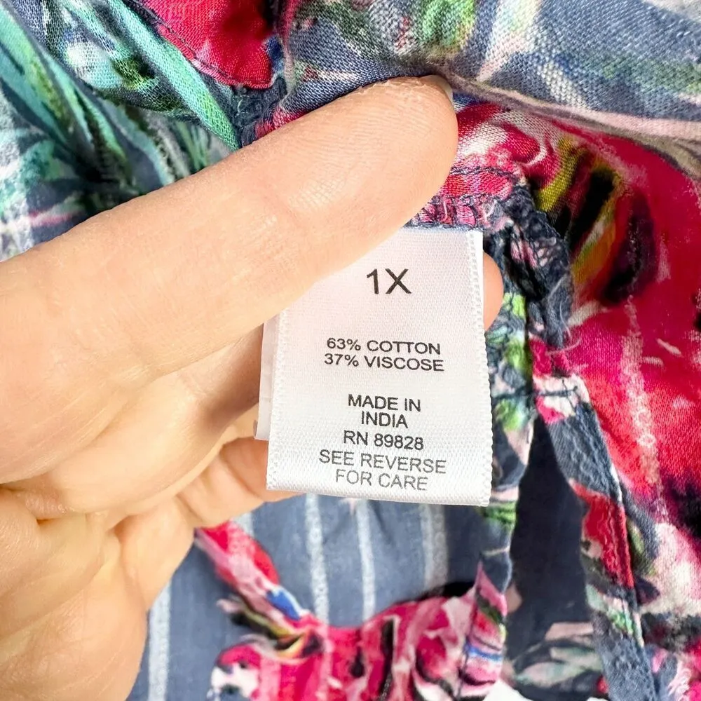 Haute Hippie Claire Tropical Floral Kimono Cover Up 1X Macaw Birds Beach - Image 7