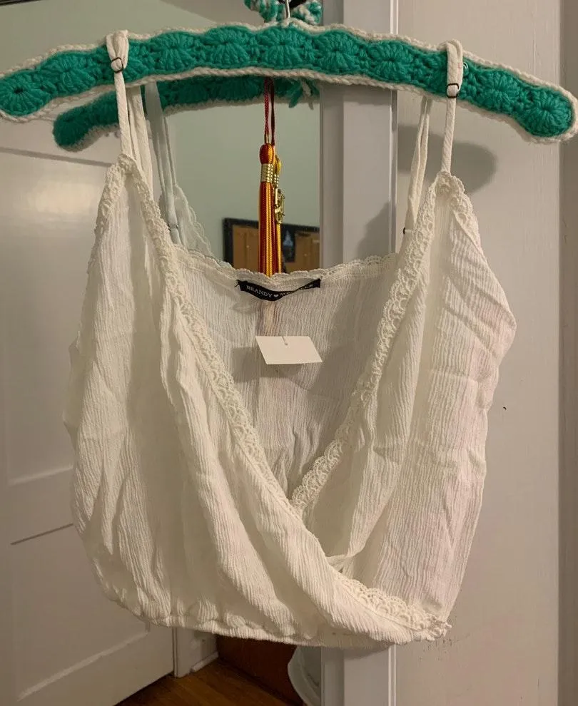 Brandy Melville White Surplice Tank - Image 2