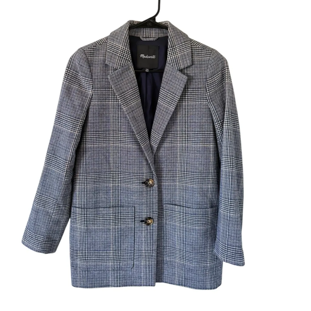 Madewell Dorset Blazer in Navy Glen Plaid - Image 3