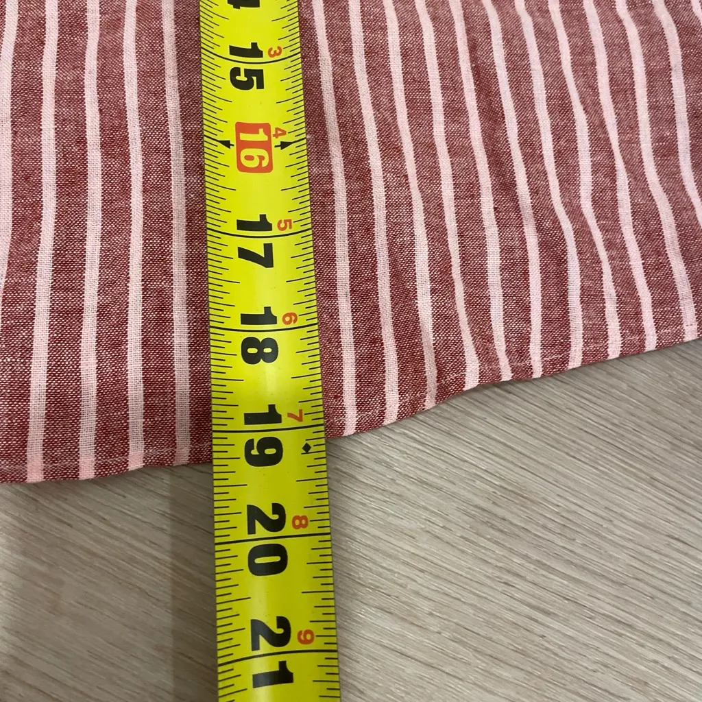 Banana Republic Red and White Striped Linen Shirt - Image 8