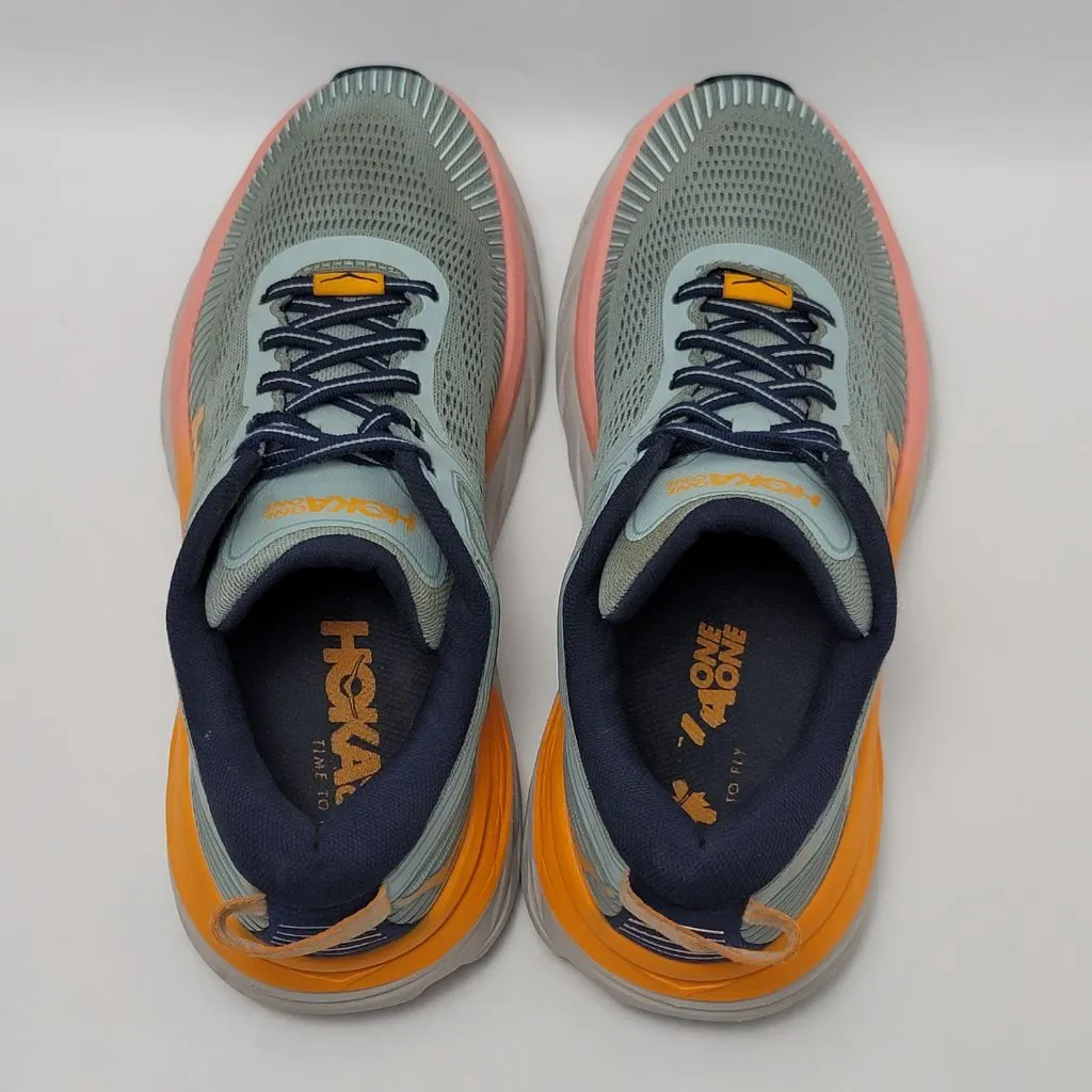Women's Hoka One Bondi 7 Running Sneakers Athletic Shoes Blue Orange Size 8.5 - Image 4
