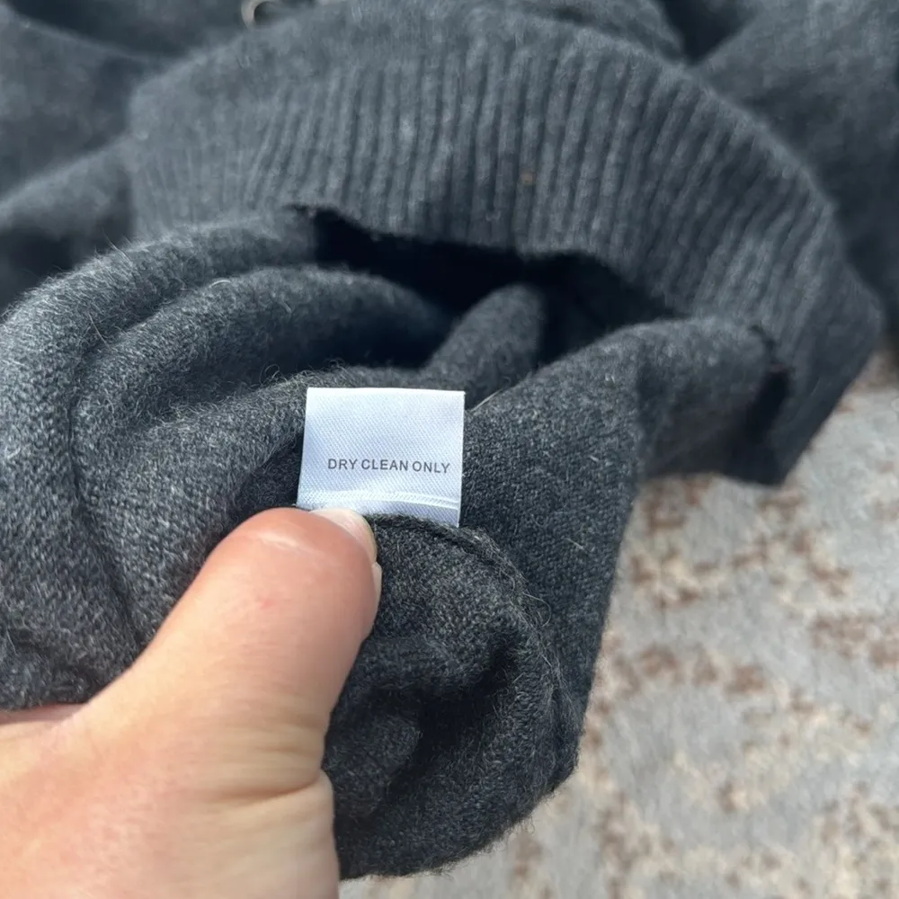 Central Park West Cashmere Lace Up Long Sleeve Top Dark Gray XS - Image 6