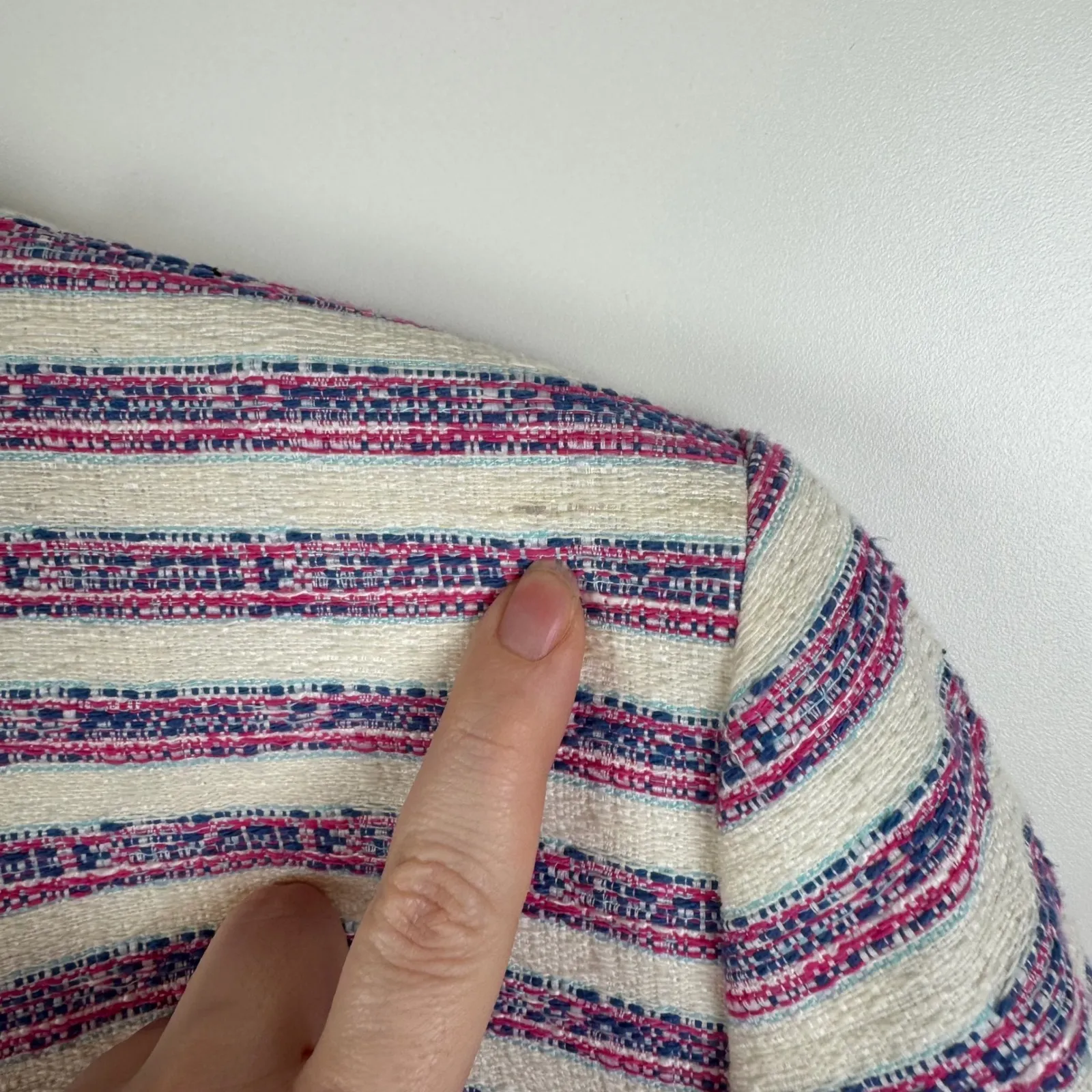 Talbots Striped Tweed‎ Blazer Jacket Size 16P Preppy 3/4 Sleeve Career Colorful - Image 6