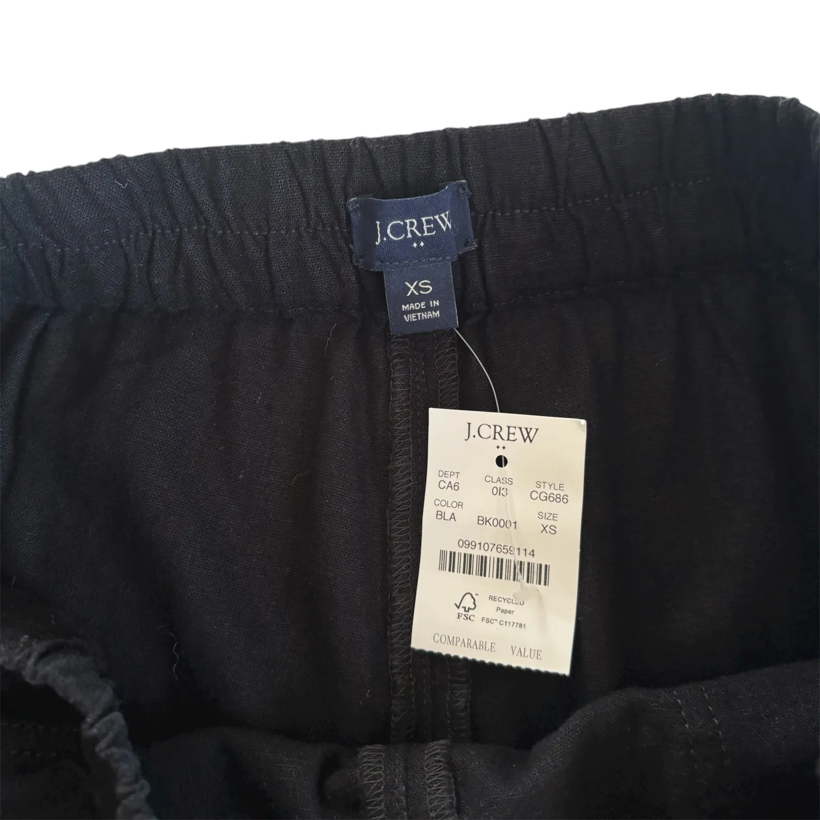 J.Crew Seaside Pull On Shorts Black Linen Blend Women’s Size XS - Image 2