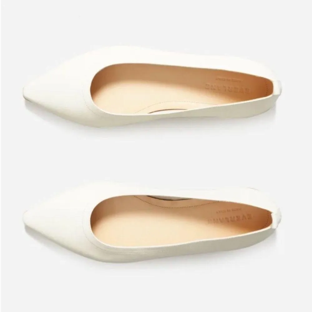 Everlane Italian Leather The 40 Hour Pointed Toe Flats in Cream White Size 10 - Image 3