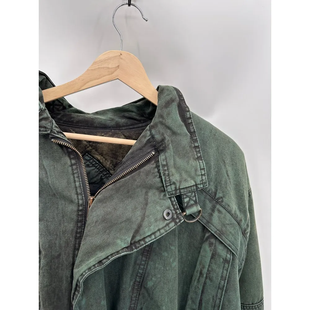 Expressions Jacket Women LARGE Green Acid Washed Full Zip Long Sleeve Bomber - Image 6