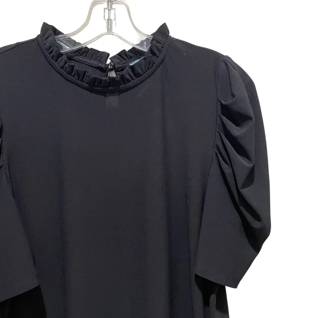 CeCe Ruffle Neck Puff Sleeve Blouse Black Women’s Size Small - Image 4