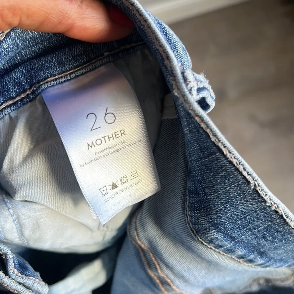 MOTHER THE INSIDERCROP STEP CHEW Dancing On Coals Blue Size 26 - Image 12