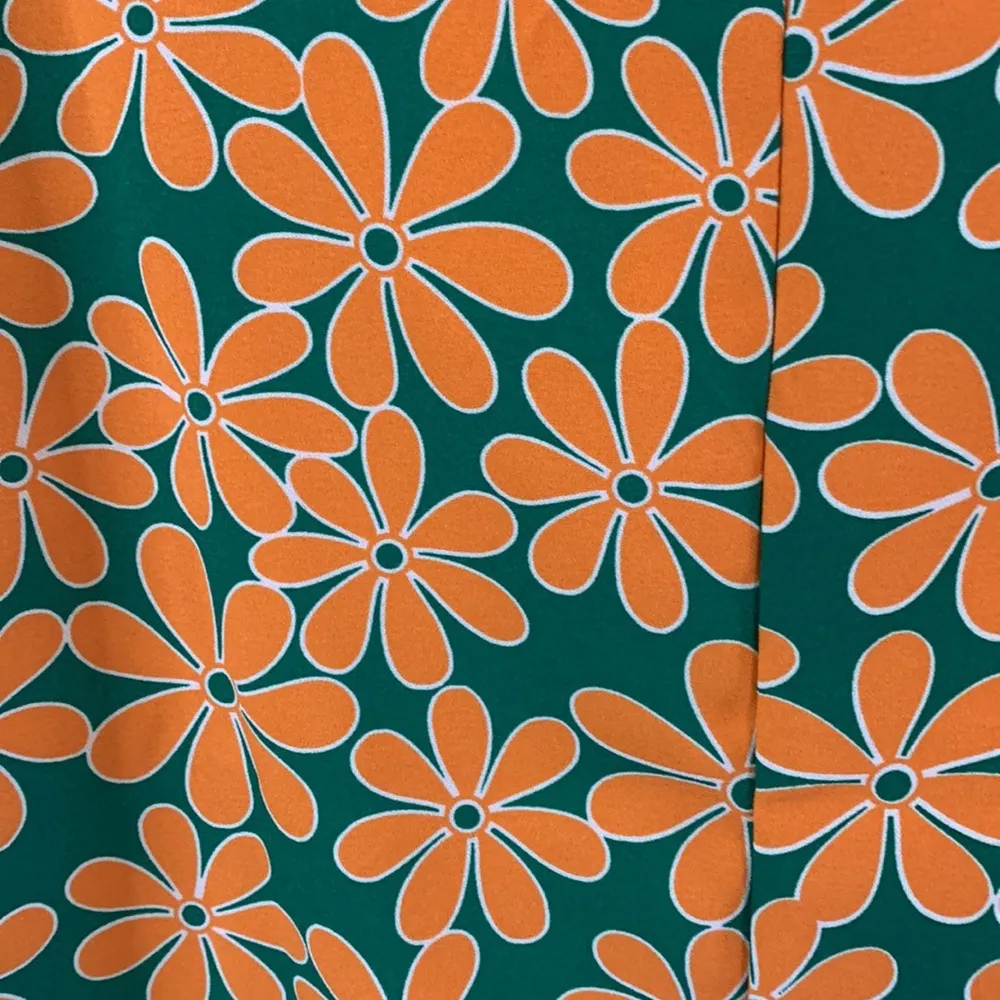 Vintage Rising International Green & Orange Flower Power Retro Mod Dress Size S - Image 5
