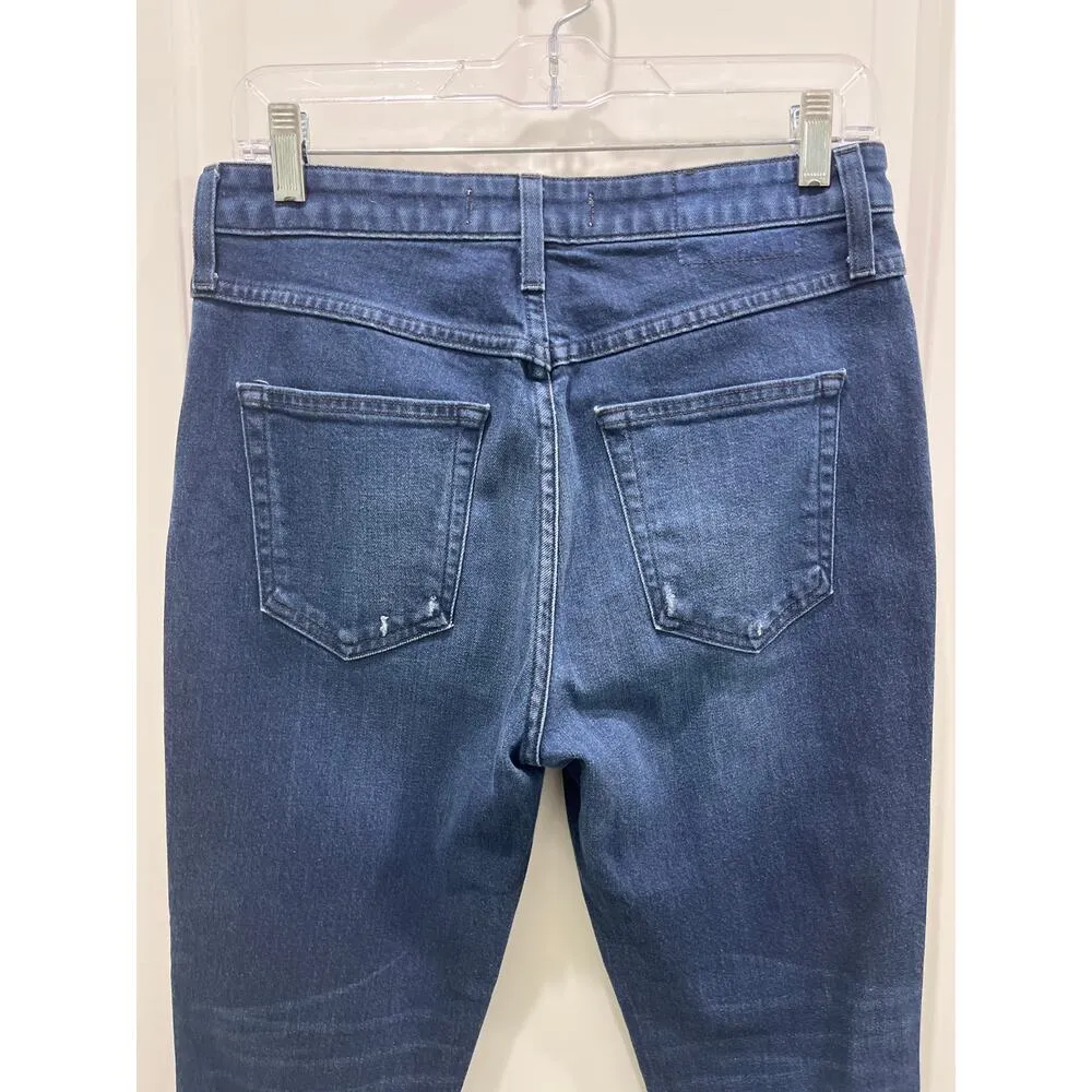 AMO Revolve Babe in Eclipse Ankle Cropped High Rise Dark Wash Jeans Sz 29 Blue - Image 6