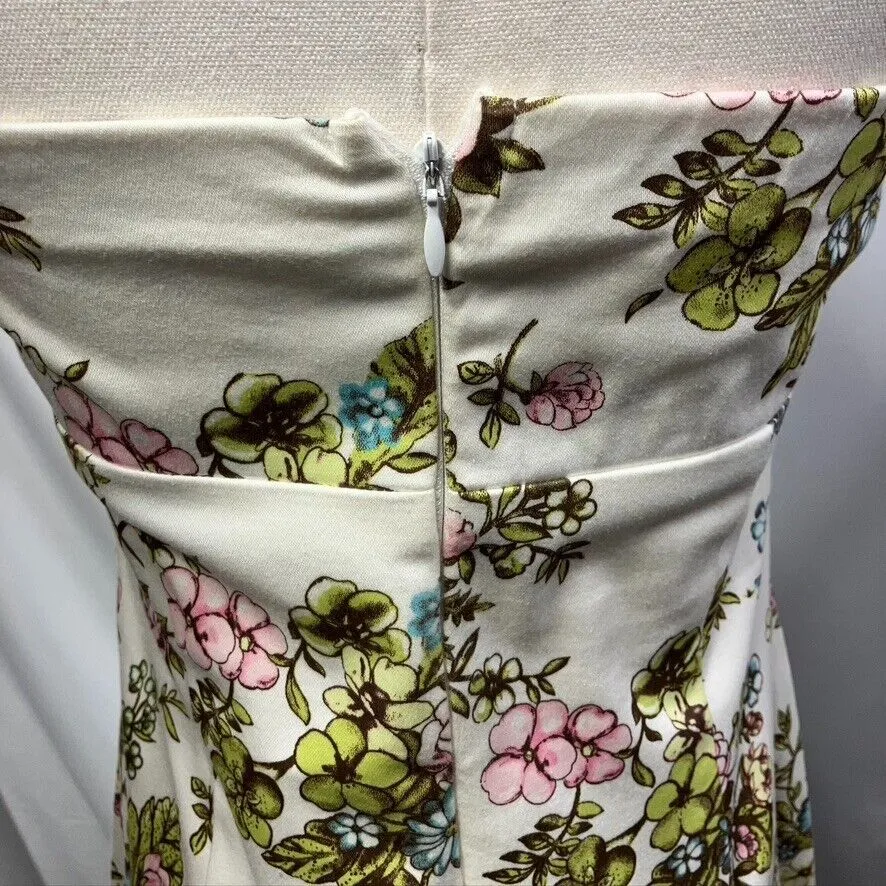 Vintage Y2K‎ Ruth Strapless Floral Dress Womens 6 Garden wedding preppy coquette Green - Image 9