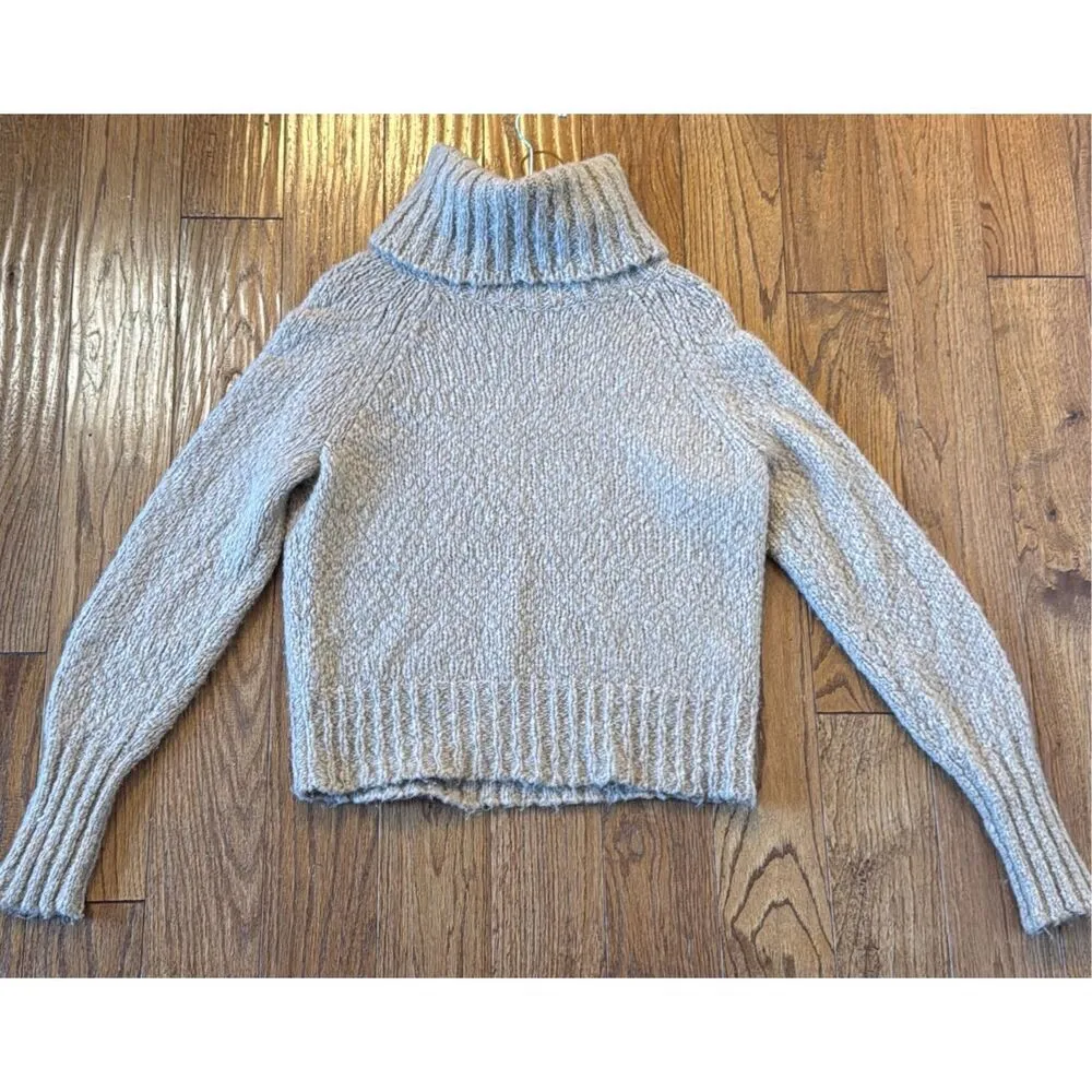 J.Crew chunky alpaca wool blend turtleneck sweater tan xs - Image 8