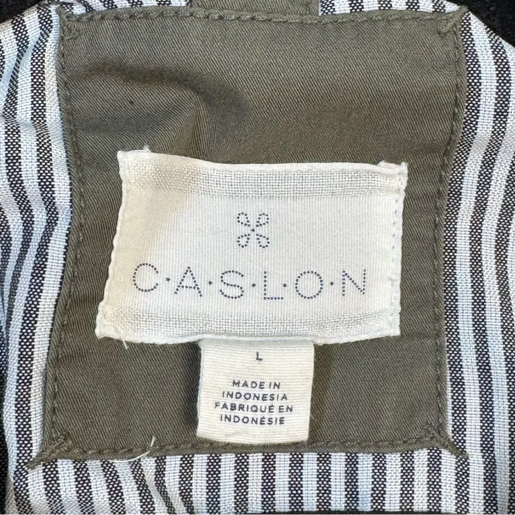 Caslon Olive Green Utility Jacket Roll Tab Sleeve Women’s Large Drawstring Waist - Image 5