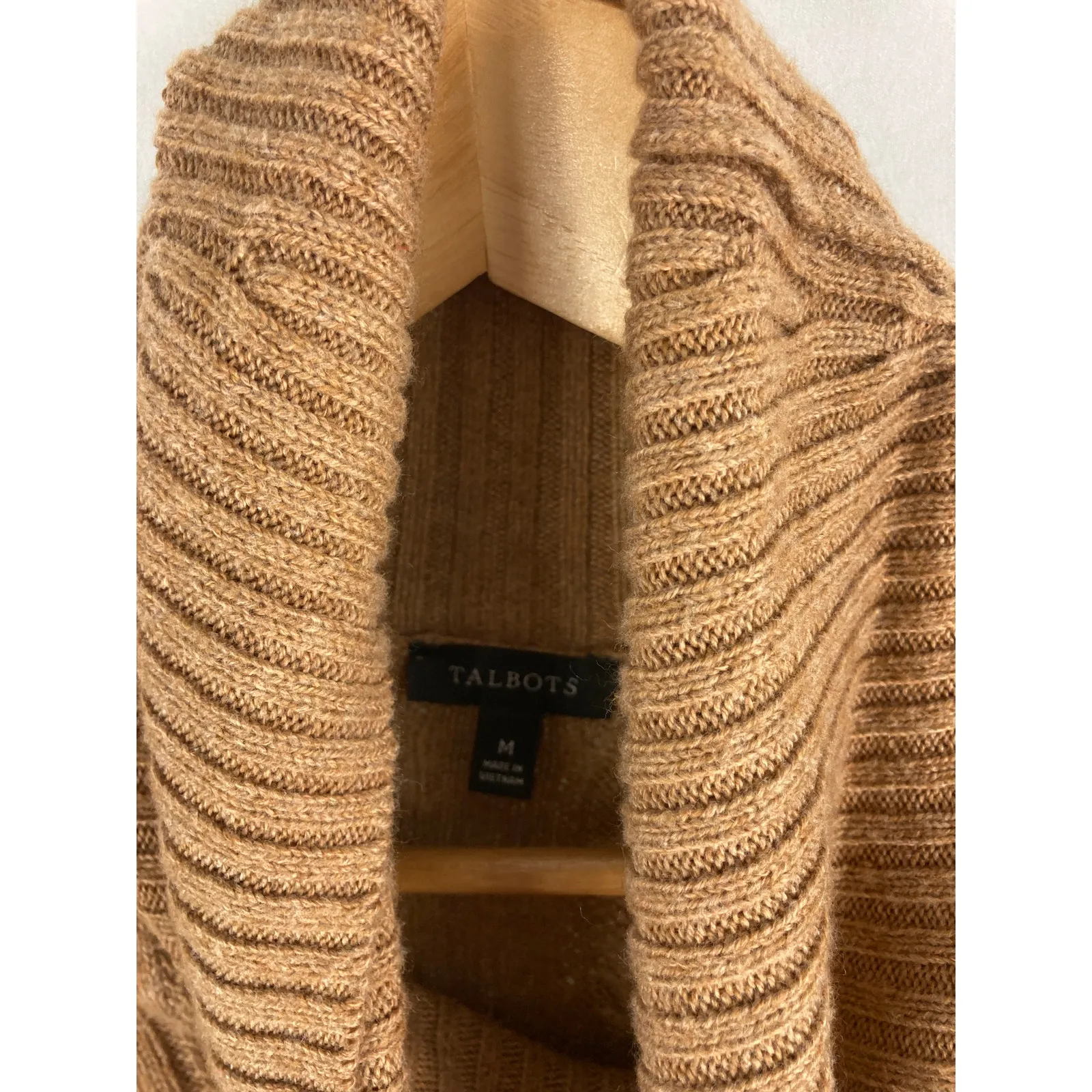 Talbots Mock Neck Brown Cable Knit Sweater Size Medium - Image 3