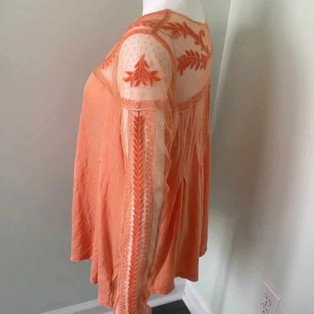 Free People Jojo Mixed Media Long Sleeve Top Havana Sands Medium - Image 6