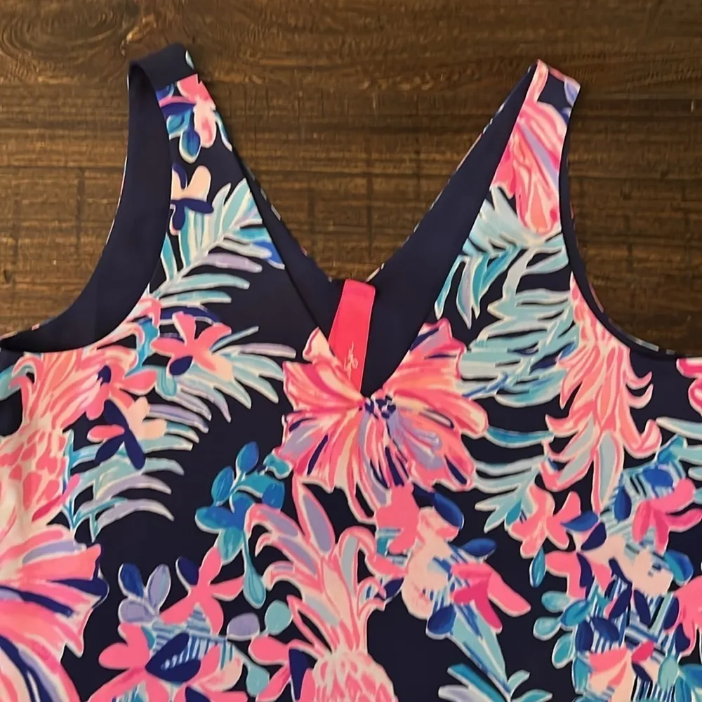 Lilly Pulitzer Florin Reversible Tank Top XS Tanzanian Moonlight Garden Print - Image 4
