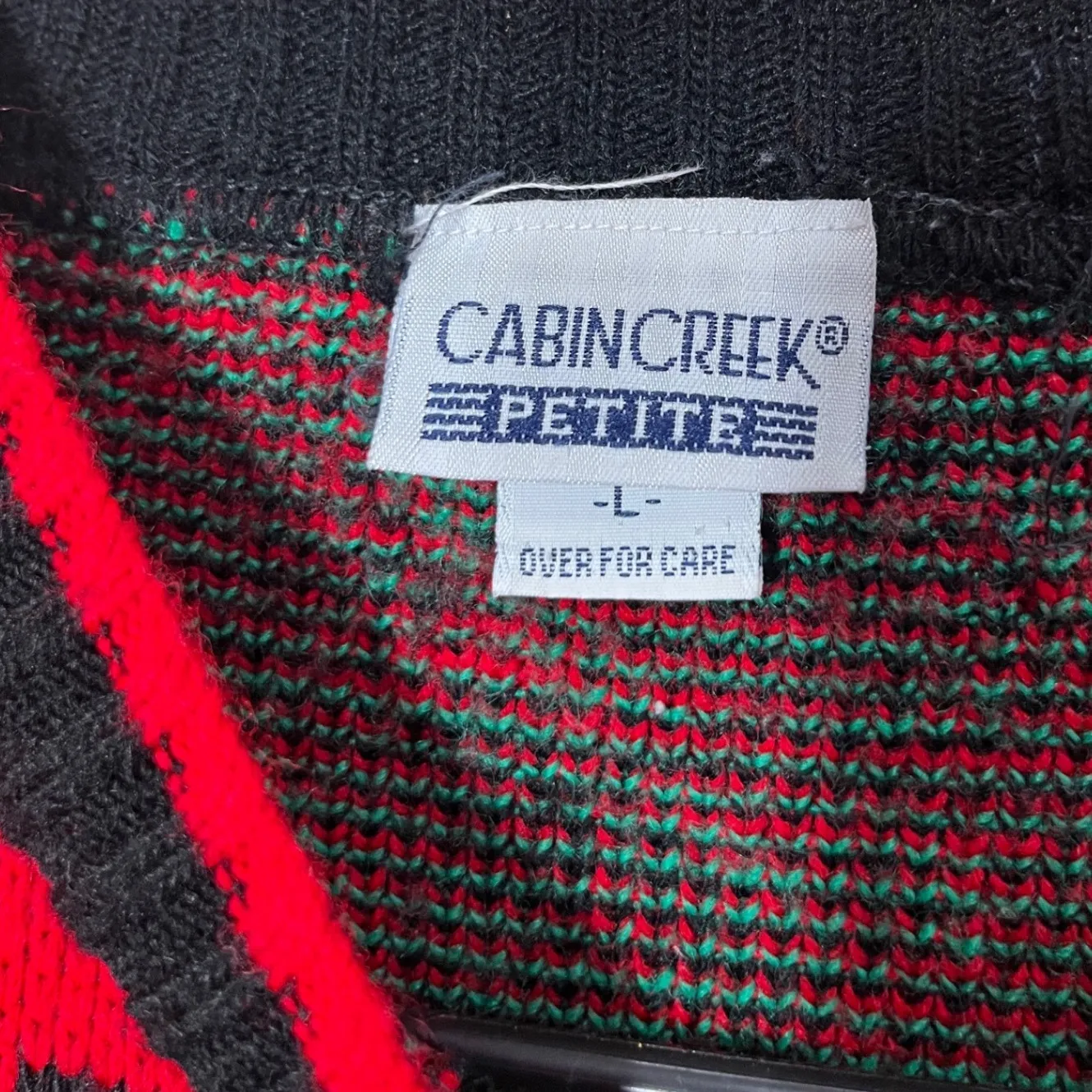 Vintage Cabin Creek Red Black Green Ugly Christmas Sweater Size L Holiday - Image 5