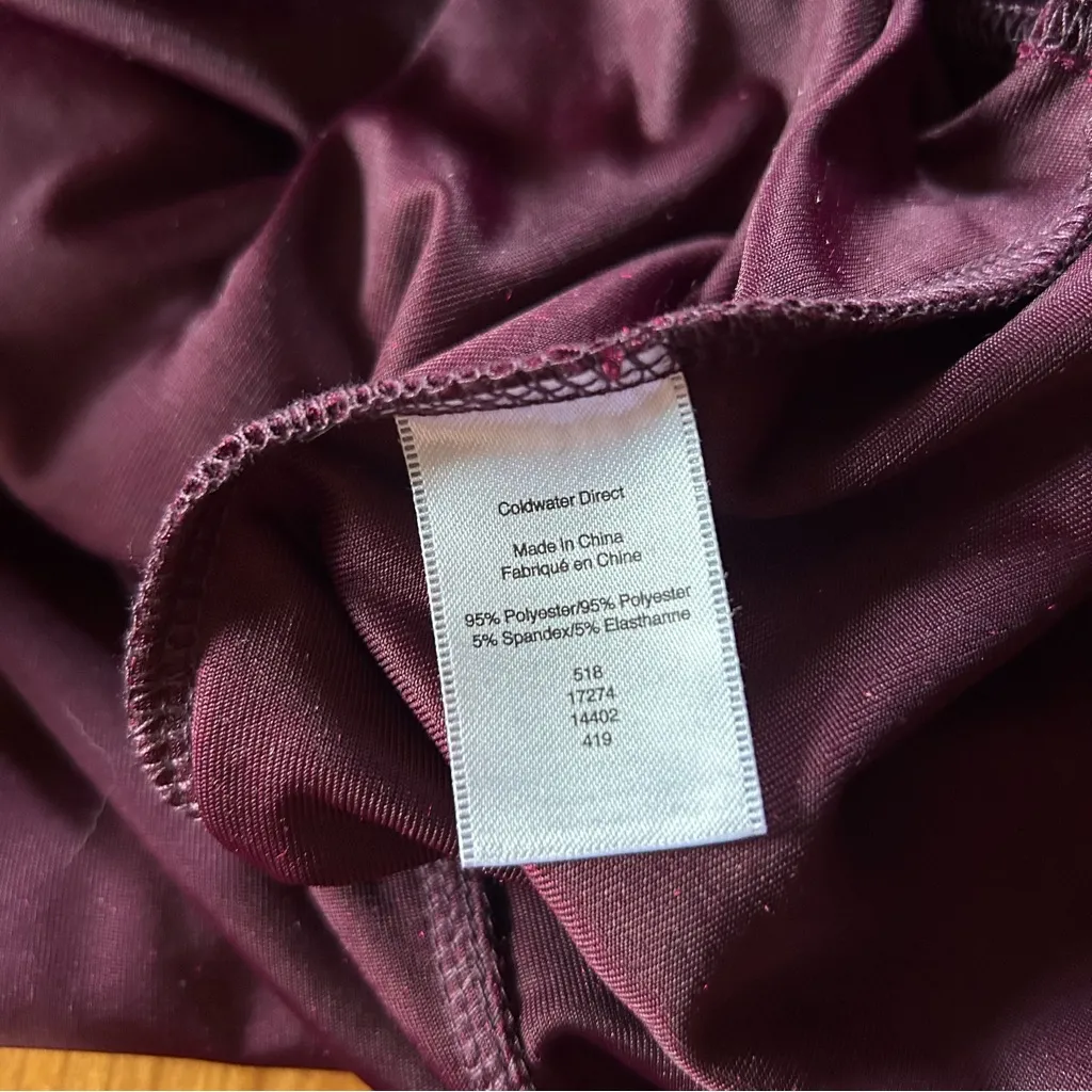 NWT Coldwater Creek Velvet Velour Top Women’s Small Wine Red 3/4 Sleeve Holiday - Image 6
