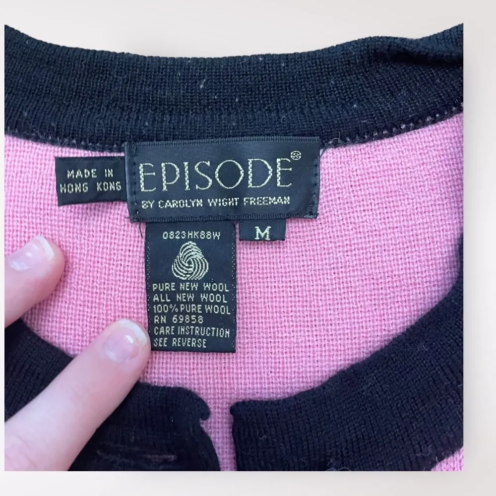 Episode by Carolyn Wight Freeman Vintage Pink‎ Wool Cardigan Size M Pink Size M - Image 2