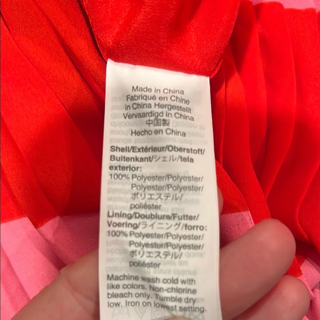 J. Crew Red and Pink A-Line Midi pleated‎ skirt size 4 - Image 5