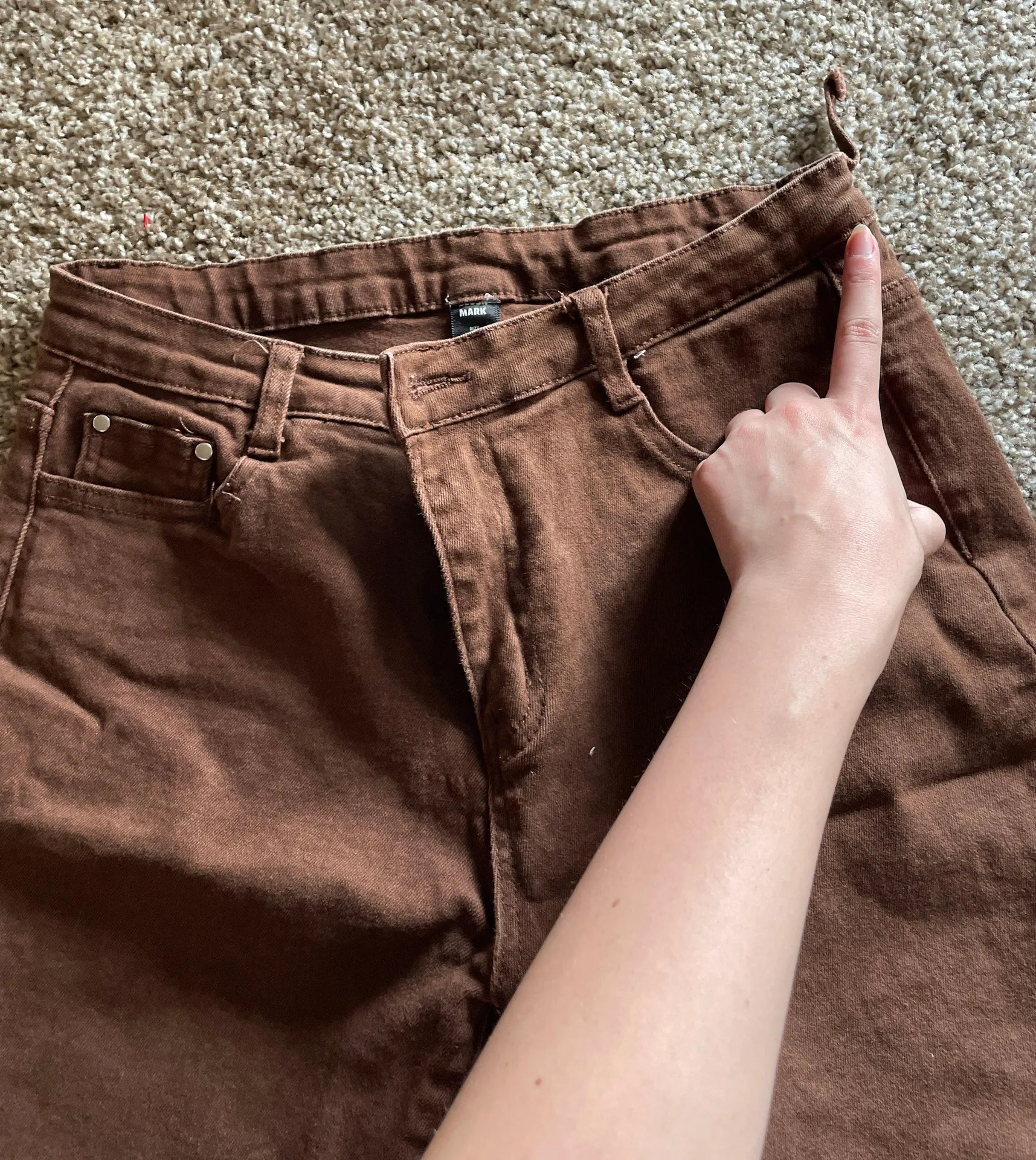 Brown Flare Jeans Stretchy Size L - Image 3